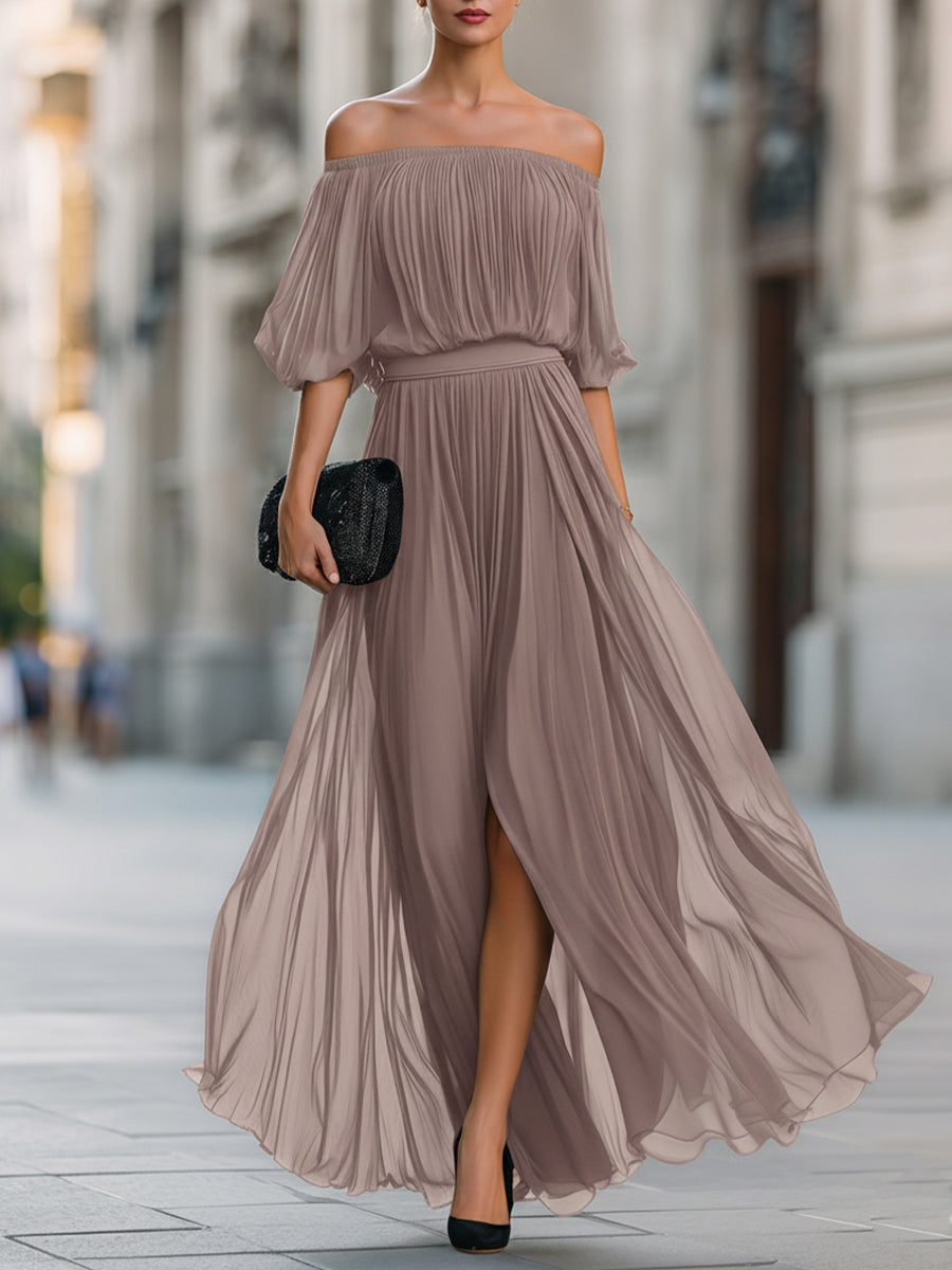 Seraphine | Off-Shoulder Pleated Maxi Dress