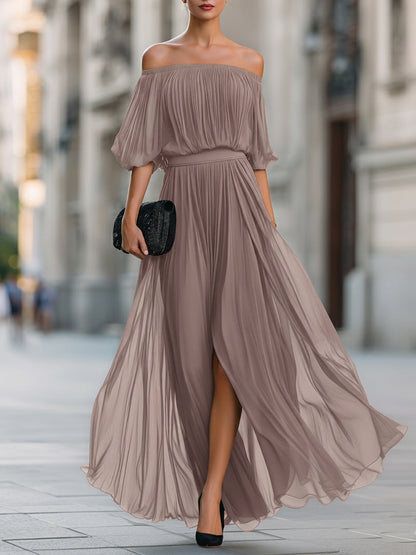Seraphine | Off-Shoulder Pleated Maxi Dress