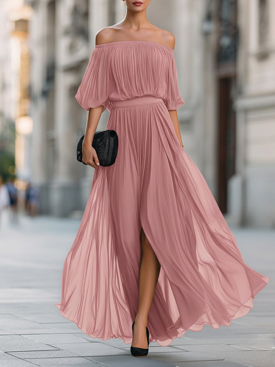 Seraphine | Off-Shoulder Pleated Maxi Dress