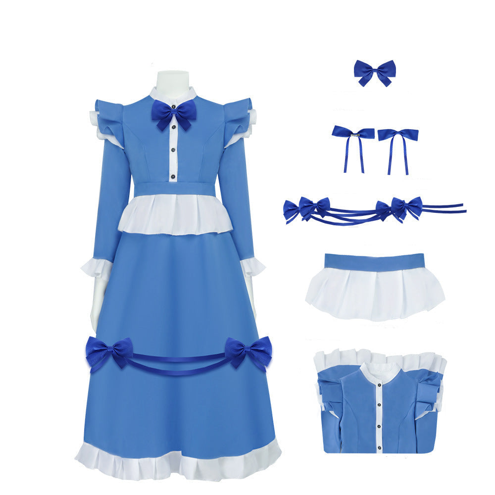 Poppy Cosplay Costume Blue Lolita Maid Dress Poppy Playtime Cosplay Halloween Costume