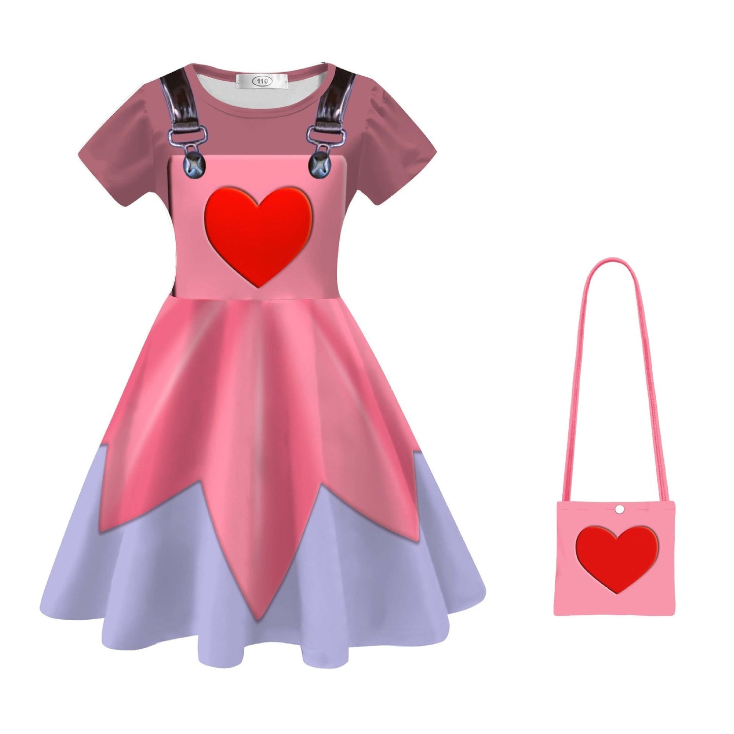 Kids Pink Lily Love Braids Costume Poppy Playtime Cosplay Dress with Matching Leggings and Bag Set for Girls
