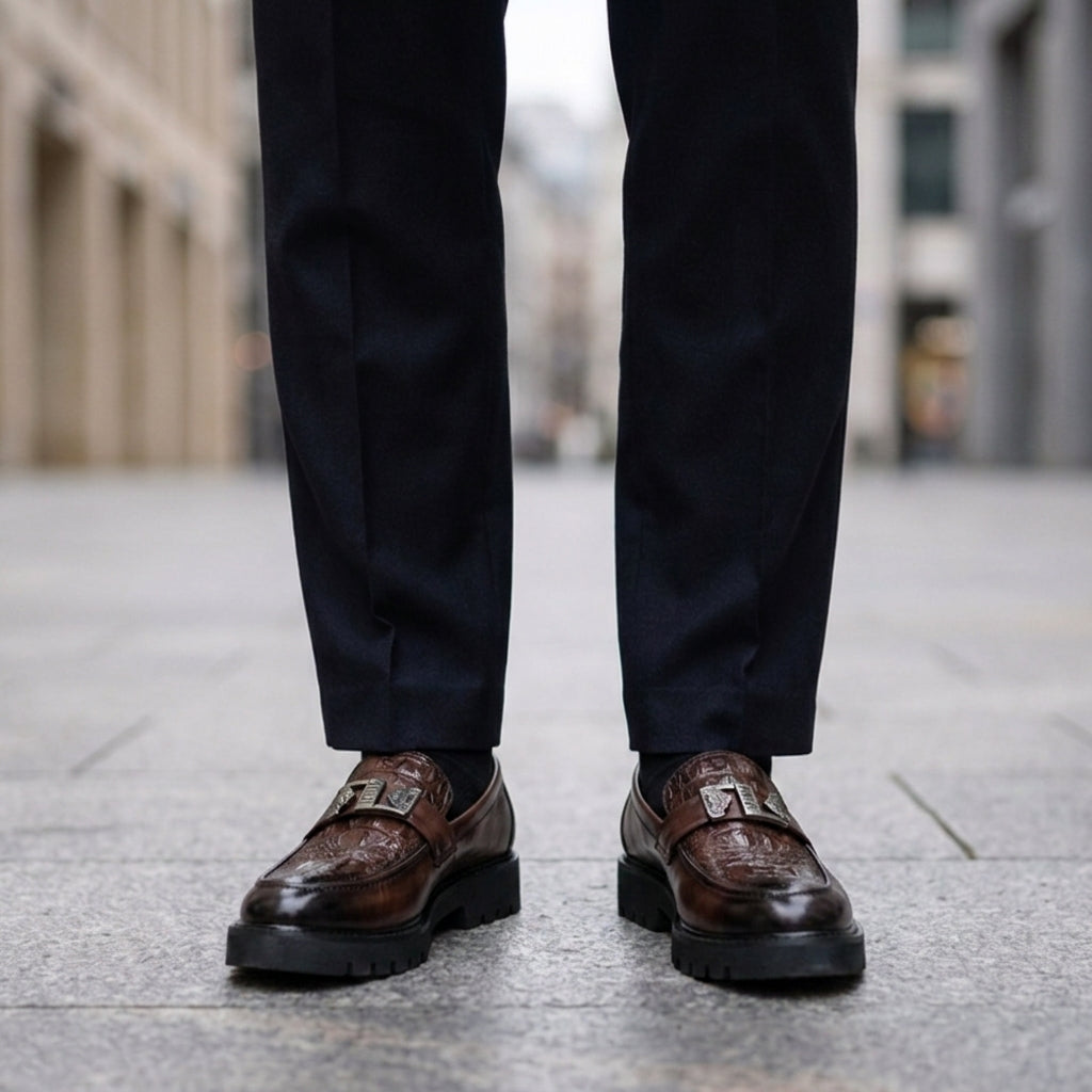 Ajaccio | Croc Texture Loafers