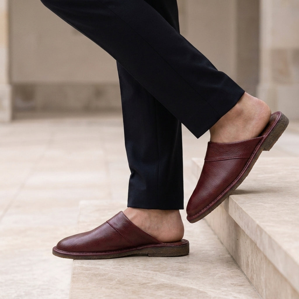 Aegina | Men's Leather Slip-On Slippers