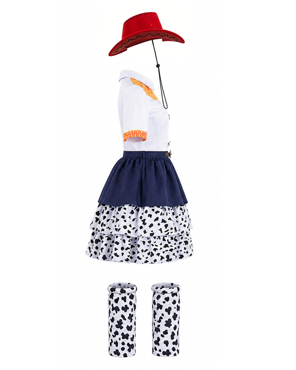 Kids Adults Cowgirl Jessie Costume White Western Toy Girl Dress with Hat Belt and Leg Warmers for Cosplay Event