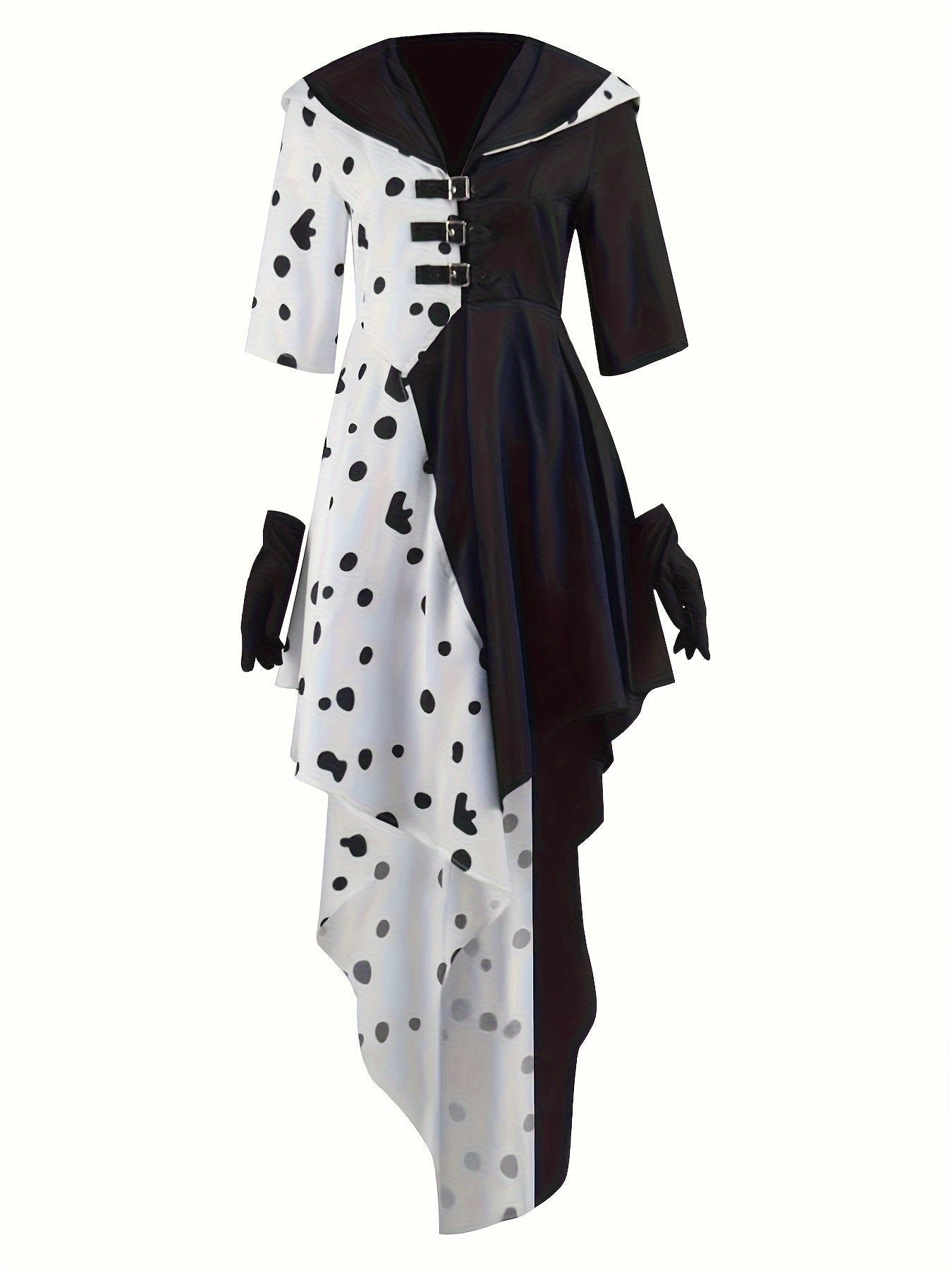 Women’s Dalmatian Halloween Dress | Hooded Asymmetrical High-Low Costume