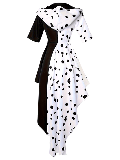 Women’s Dalmatian Halloween Dress | Hooded Asymmetrical High-Low Costume