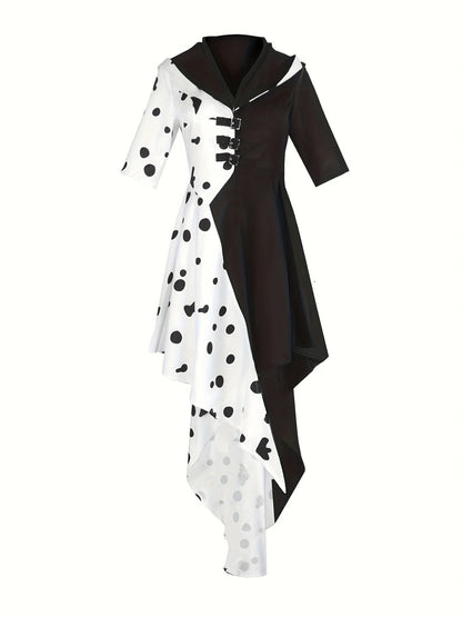 Women’s Dalmatian Halloween Dress | Hooded Asymmetrical High-Low Costume