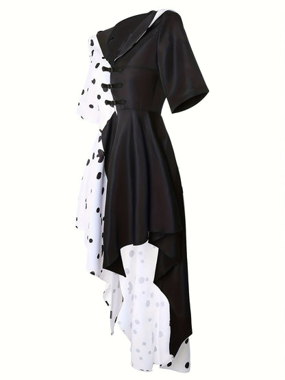 Women’s Dalmatian Halloween Dress | Hooded Asymmetrical High-Low Costume