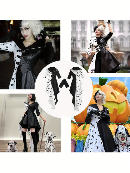 Women’s Dalmatian Halloween Dress | Hooded Asymmetrical High-Low Costume