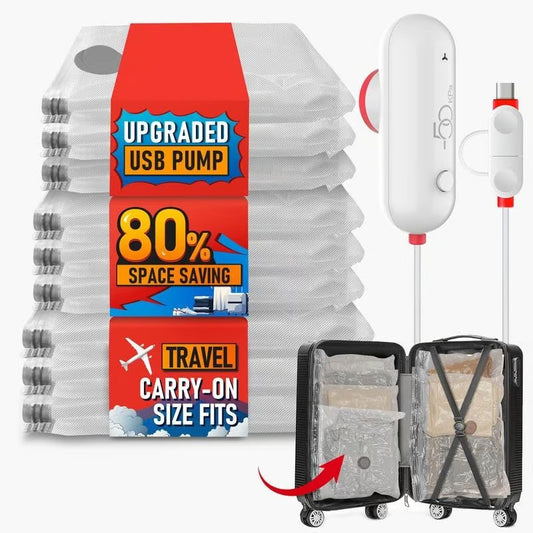 Vacbird 9-Pack Travel Vacuum Storage Bags with USB Electric Pump