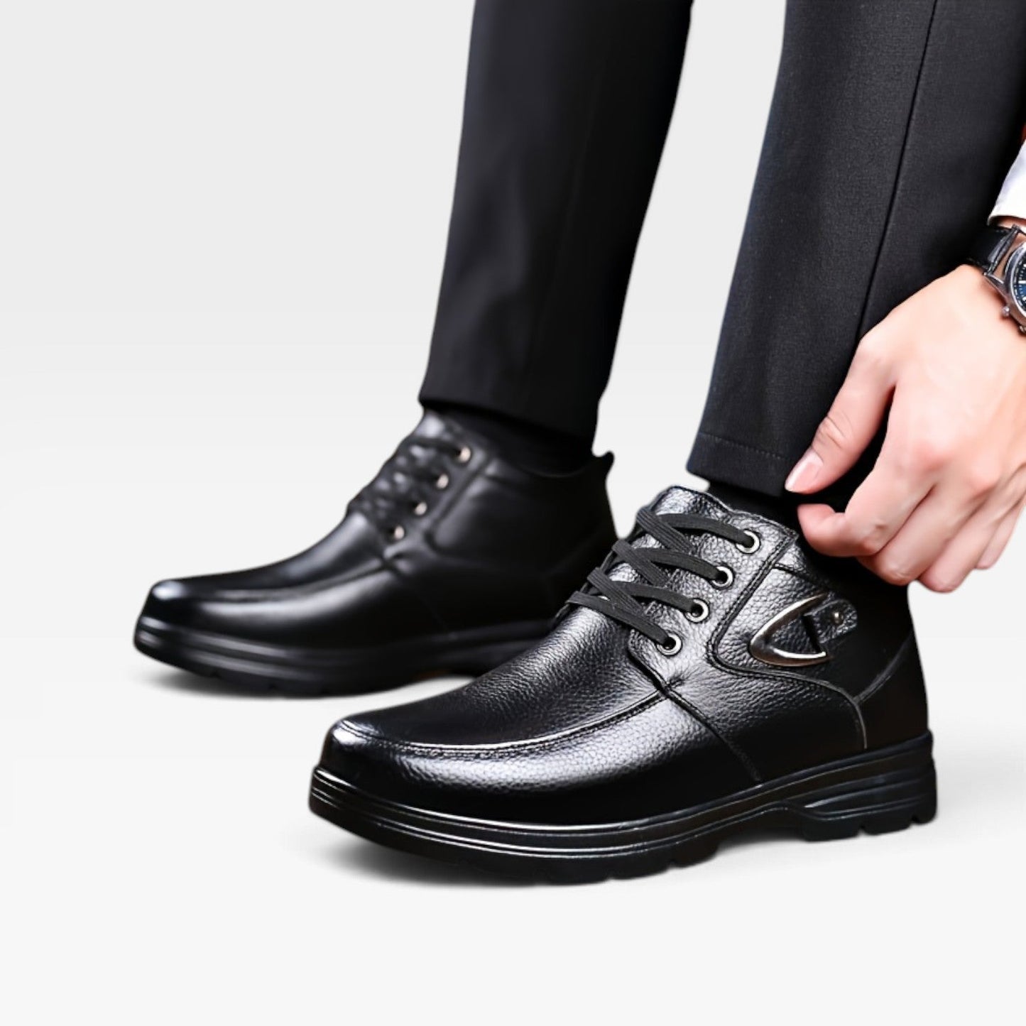 Men's Genuine Leather Lace-Up Boots