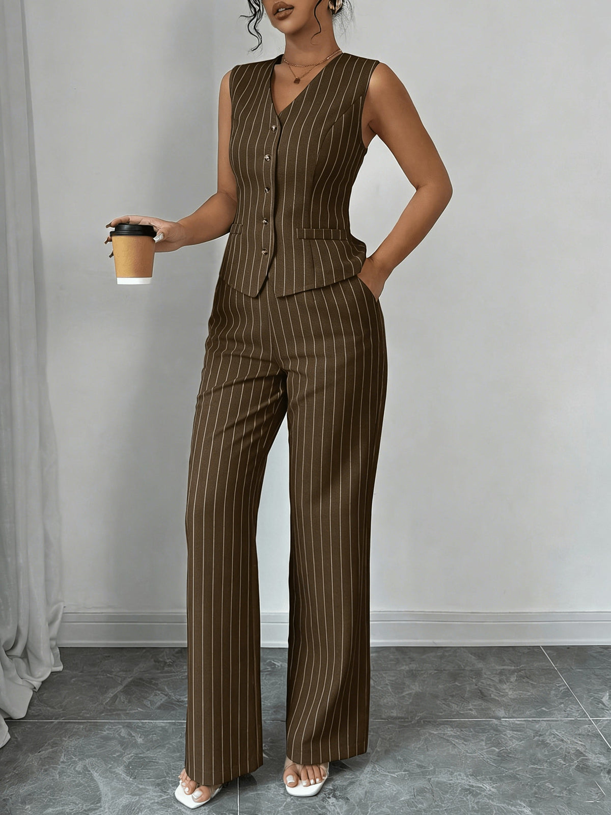Audrey | Women's Pinstripe Waistcoat & Trouser Set