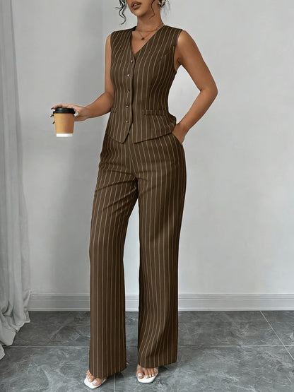 Audrey | Women's Pinstripe Waistcoat & Trouser Set