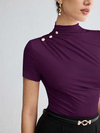 Women's Short Sleeve Mock Neck Top