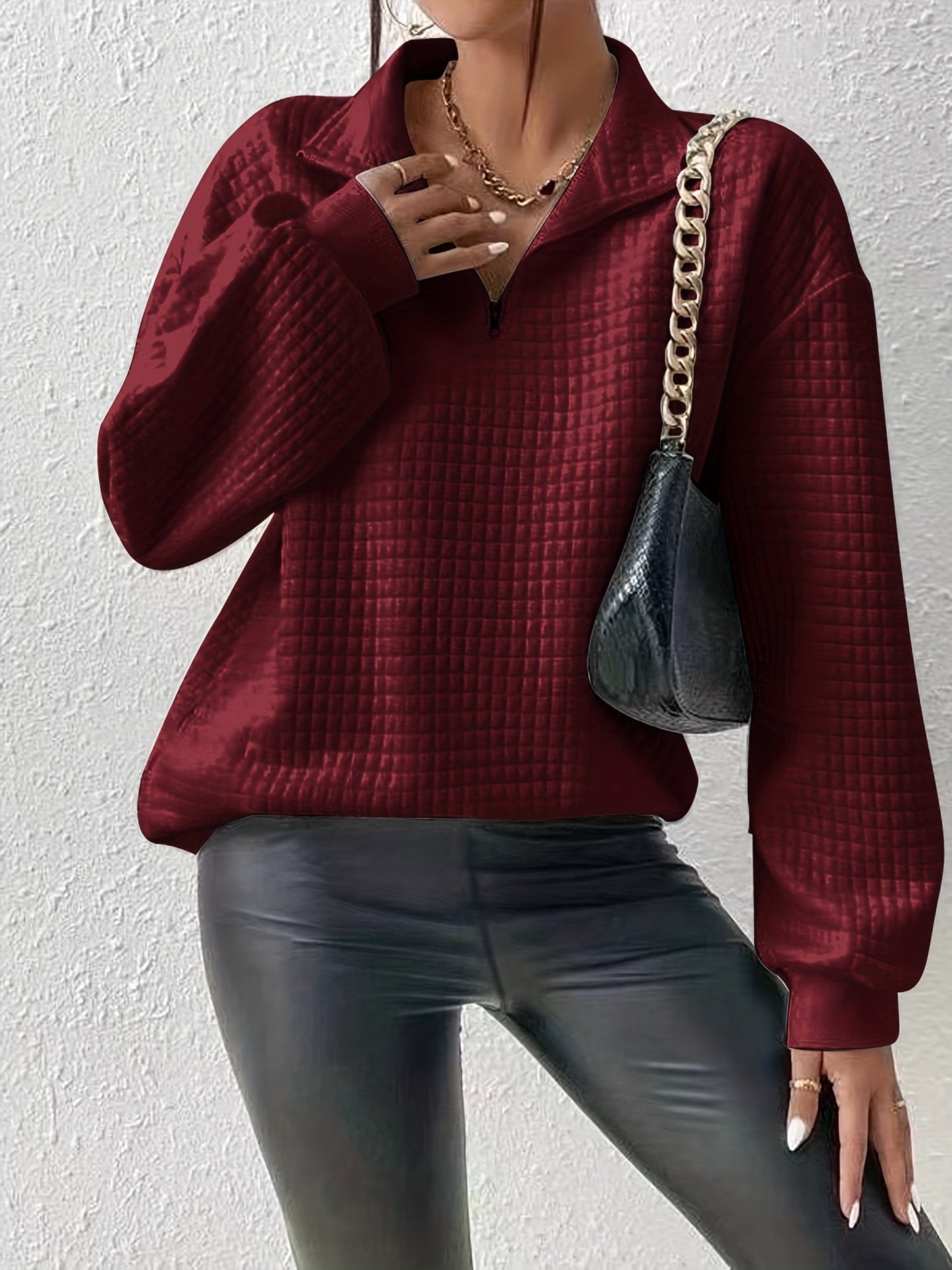 Women's Quarter-Zip Textured Sweatshirt