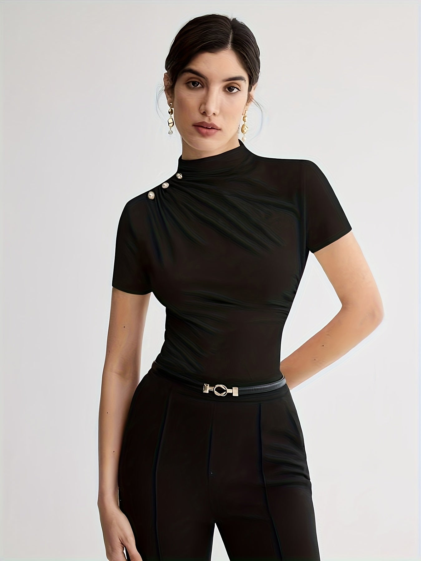 Women's Short Sleeve Mock Neck Top