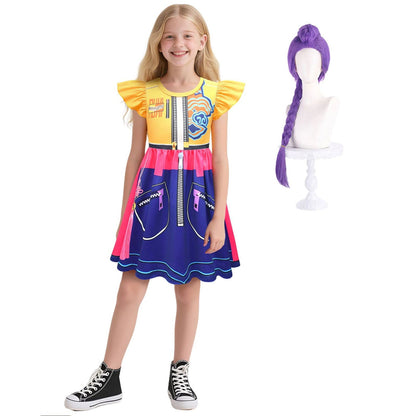Girls Pop Star Dress Fancy Daily Cosplay Dress Wig Halloween Costumes