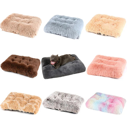 Cozy Long Plush Dog Bed: Square Mat with Soft Fleece for Cats and Puppies, Ideal Sofa Pad for Small to Large Dogs, Including Chihuahuas