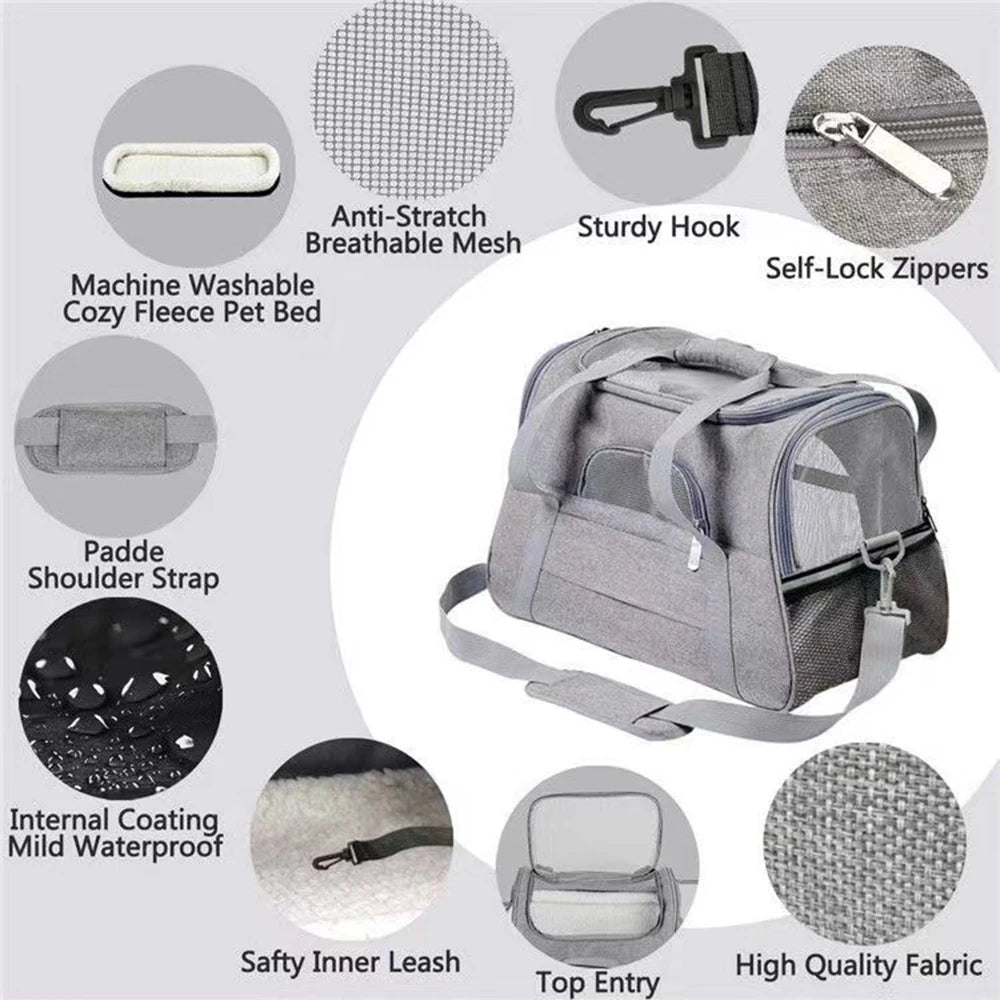 Portable Pet Carrier: Breathable Bag for Cats and Dogs During Travel