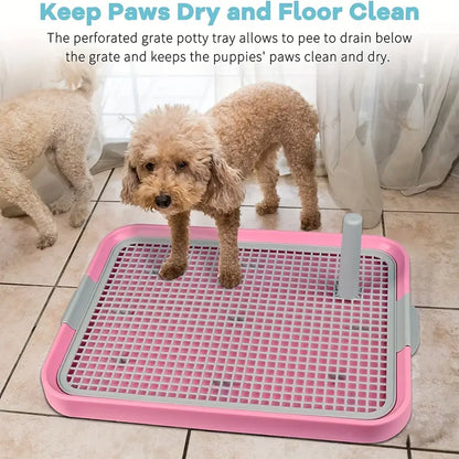 Dog Litter Box - Indoor Pet Pad Holder Portable Mesh Potty Training Tray