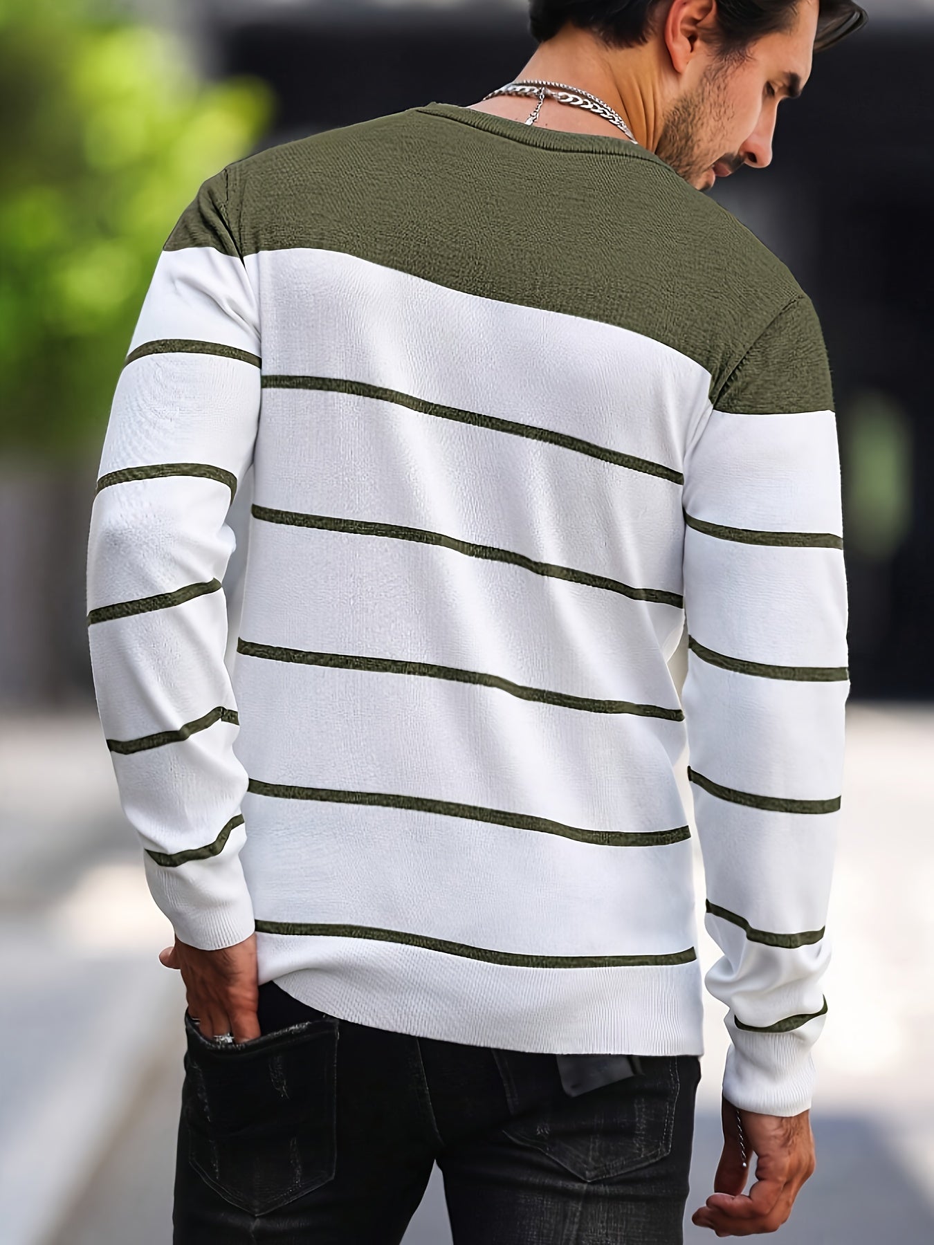 Men's Striped Crew Neck Sweater