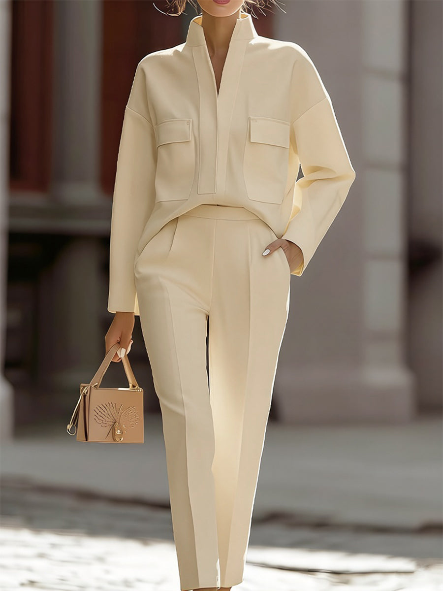 Margaux | Ivory Oversized Shirt & Trouser Set