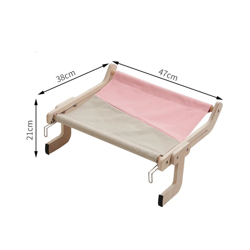 Wooden Assembly Cat Hammock with Cotton Canvas – Easy to Wash, Multi-Ply Plywood Construction