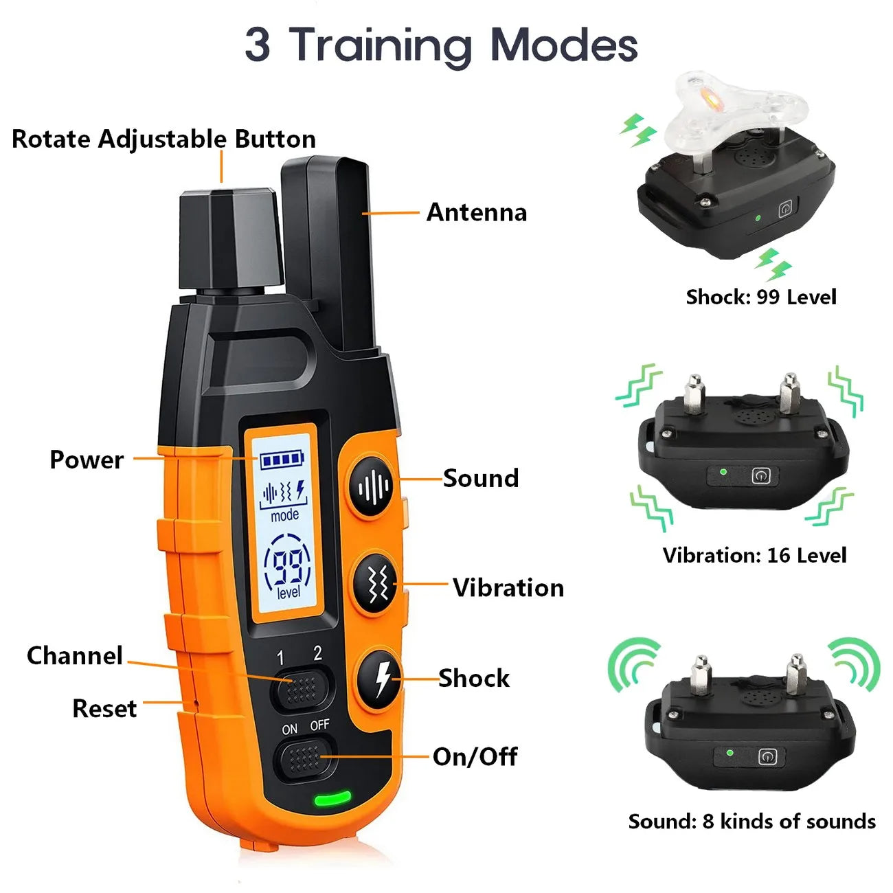 Dog Shock Collar - 3300Ft Training Collar with Remote for 5-120lbs Small Medium Large Dogs