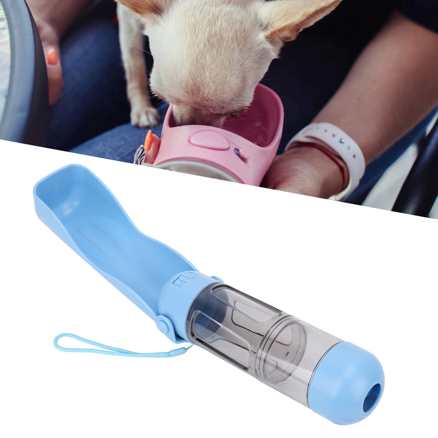 Portable 3-in-1 Dog Water Bottle Food Dispenser and Toilet Bag Storage