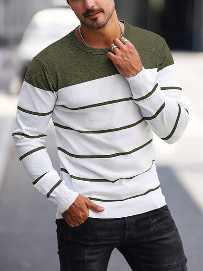 Men's Striped Crew Neck Sweater