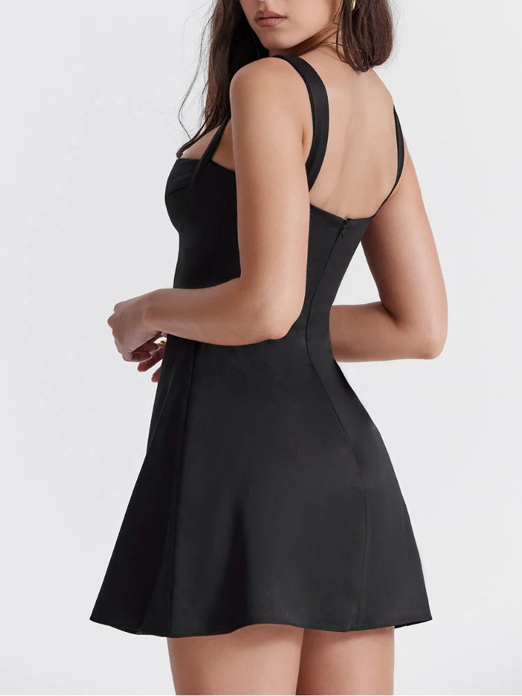 Backless Charmaine Romantic Square Neck A-line Mini Dress