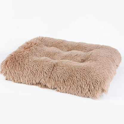 Cozy Long Plush Dog Bed: Square Mat with Soft Fleece for Cats and Puppies, Ideal Sofa Pad for Small to Large Dogs, Including Chihuahuas