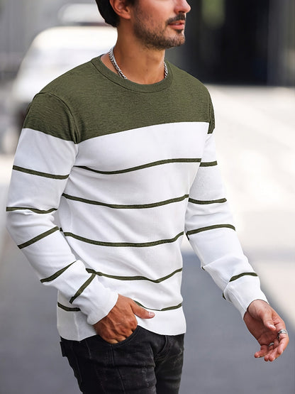 Men's Striped Crew Neck Sweater