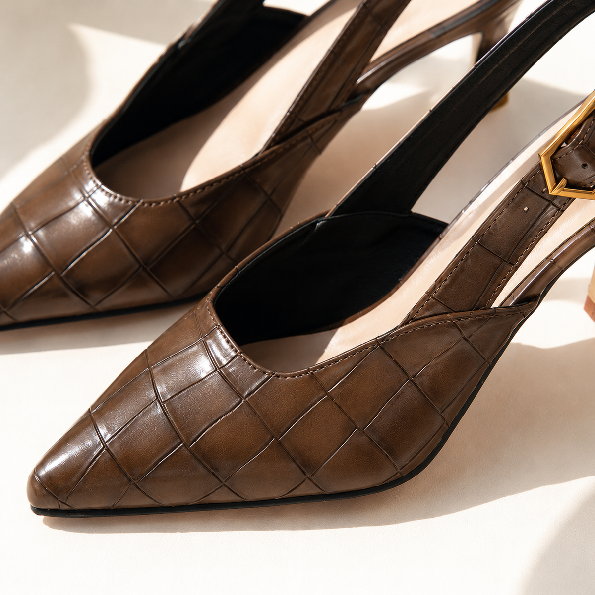 Lisbon | Women's Croc Slingback Kitten Heels