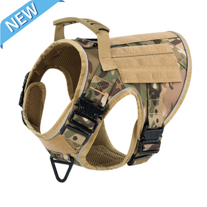 Tactical No-Pull Dog Harness with 4 Quick-Release Metal Buckles