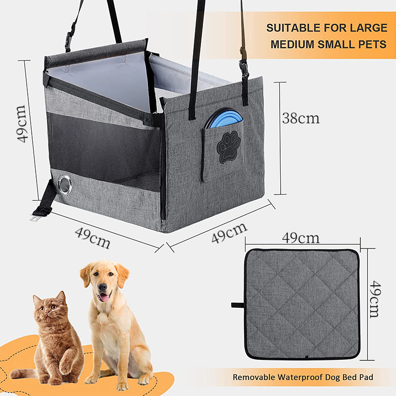 Foldable Dog Car Seat with Waterproof Pad