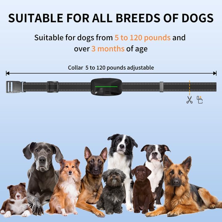 Dog Training Shock Collar - IP67 Waterproof Electric Dog Bark Collar with Remote