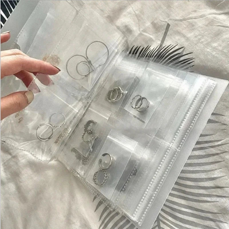 Simple Clear Jewellery Album Storage Bag, Transparent Jewelry Storage Book Set for Rings, Necklace, Bracelets, Stud, Earrings