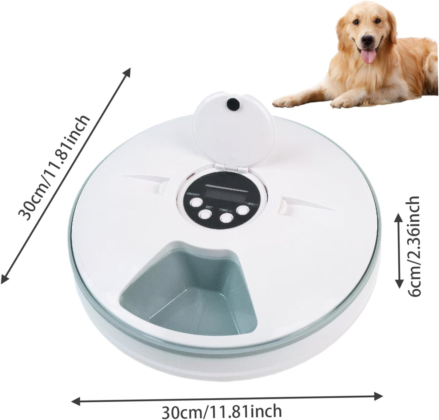 Automatic Cat Feeder - Battery-Powered 6 Grids Cordless Cat Food Dispenser with Timer