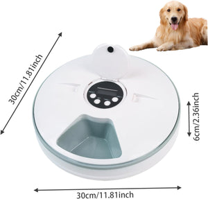 Automatic Cat Feeder - Battery-Powered 6 Grids Cordless Cat Food Dispenser with Timer