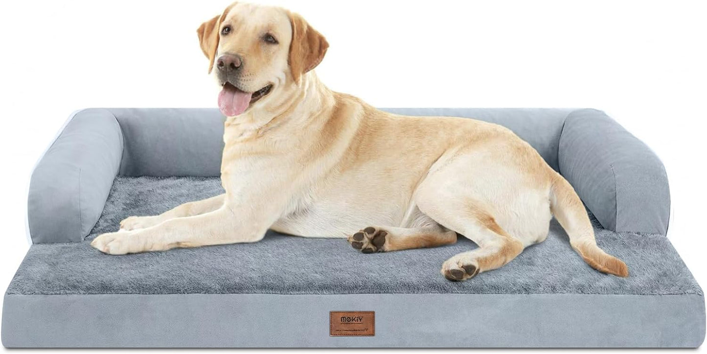 Large Dog Bed Orthopedic Washable - Beds Bolster - Medium XL XLarge Big Dogs - Memory Foam Couch Sofa - Waterproof with Removable Cover