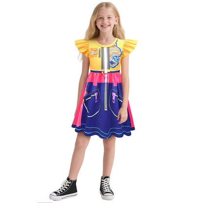 Girls Pop Star Dress Fancy Daily Cosplay Dress Wig Halloween Costumes