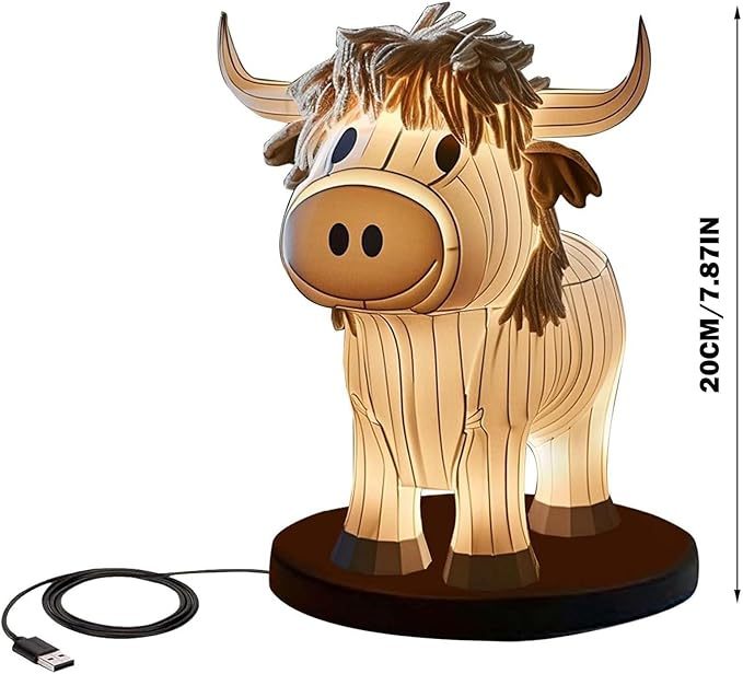 Animal Table Lamp Cow Decor