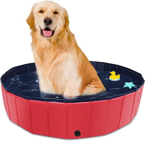 Foldable Dog Pool - 79"x14" Non-Slip, Hard Plastic, Collapsible Swimming Pool for Kids & Pets