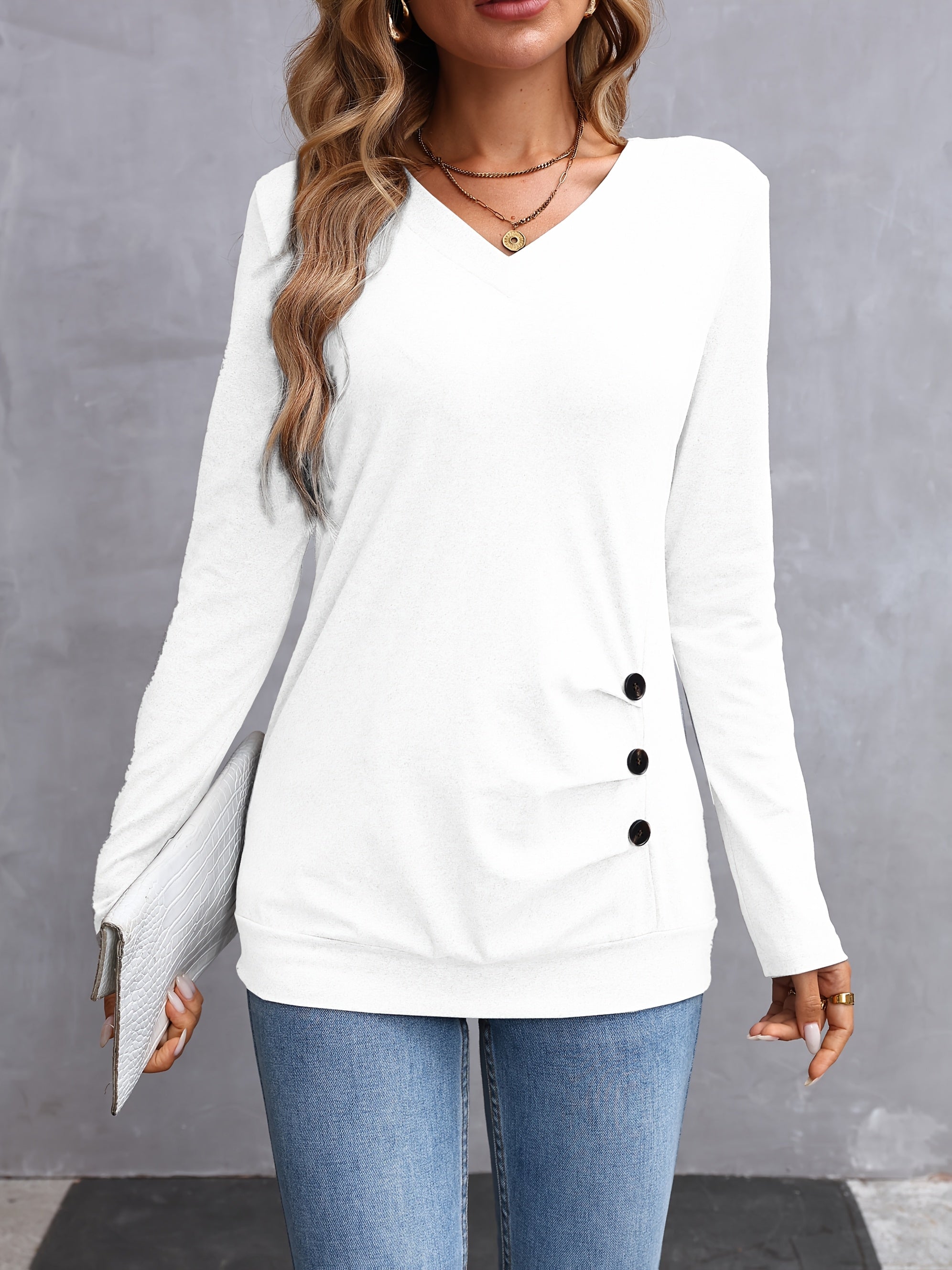 Women's V-Neck Long Sleeve Top
