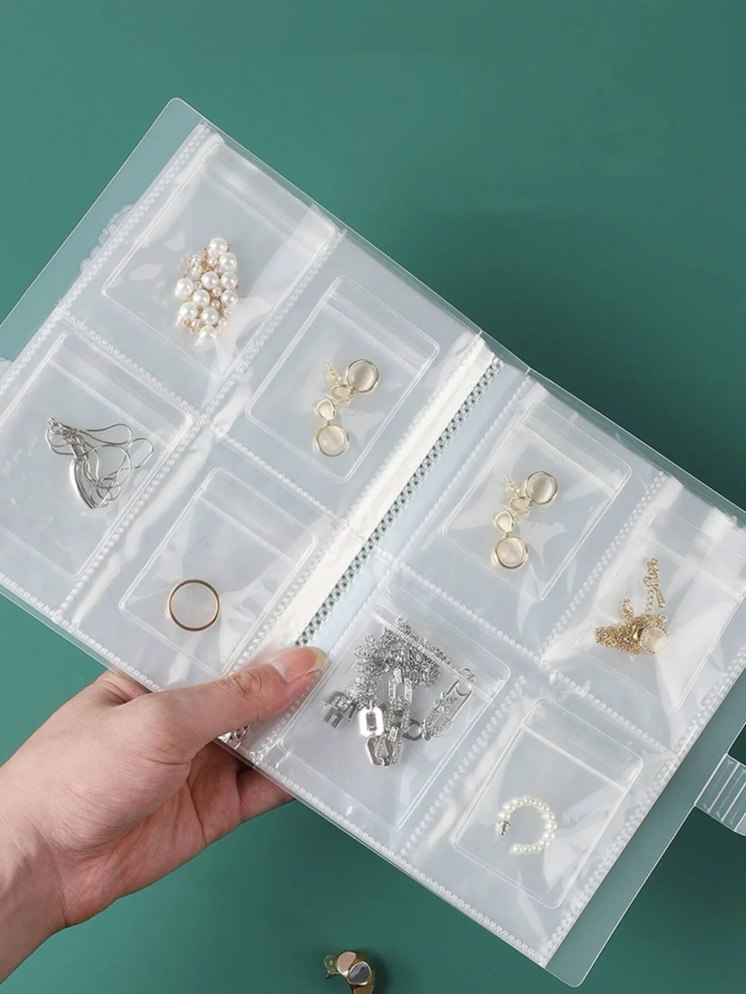 Simple Clear Jewellery Album Storage Bag, Transparent Jewelry Storage Book Set for Rings, Necklace, Bracelets, Stud, Earrings