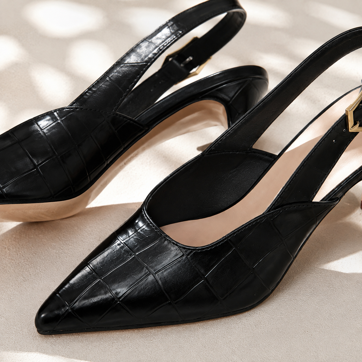 Lisbon | Women's Croc Slingback Kitten Heels