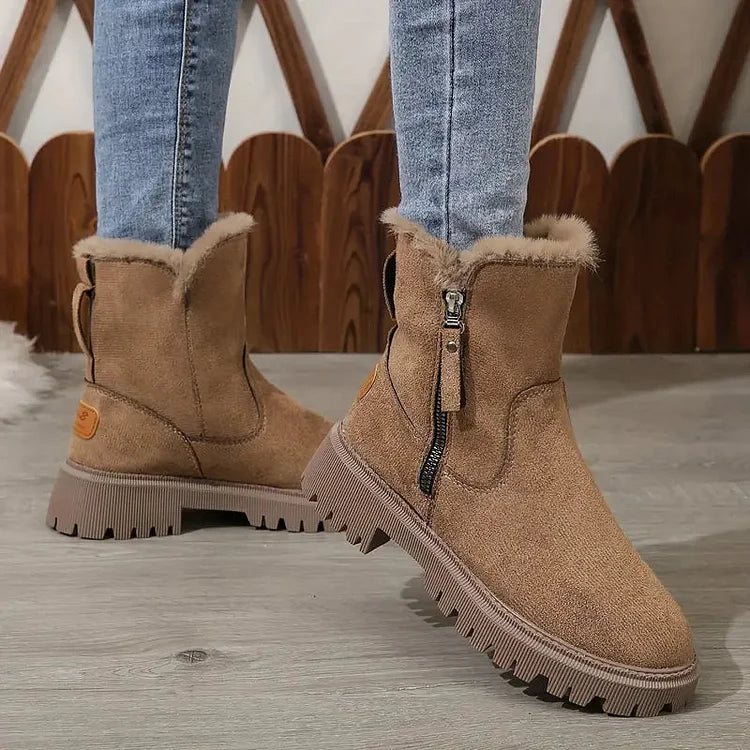 Premium Warm Fur Lining Orthopedic Non Slip Round Toe Snow Boots Women Warm Ankle Winter Shoes