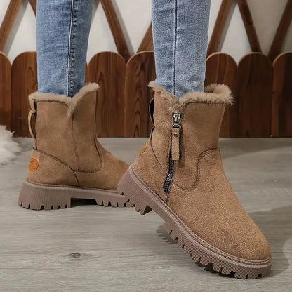 Premium Warm Fur Lining Orthopedic Non Slip Round Toe Snow Boots Women Warm Ankle Winter Shoes