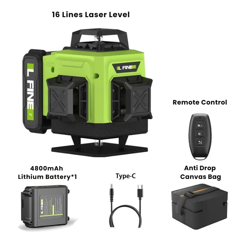 16-Line Professional 4D Laser Level – Precise Measurements and Accurate Alignment